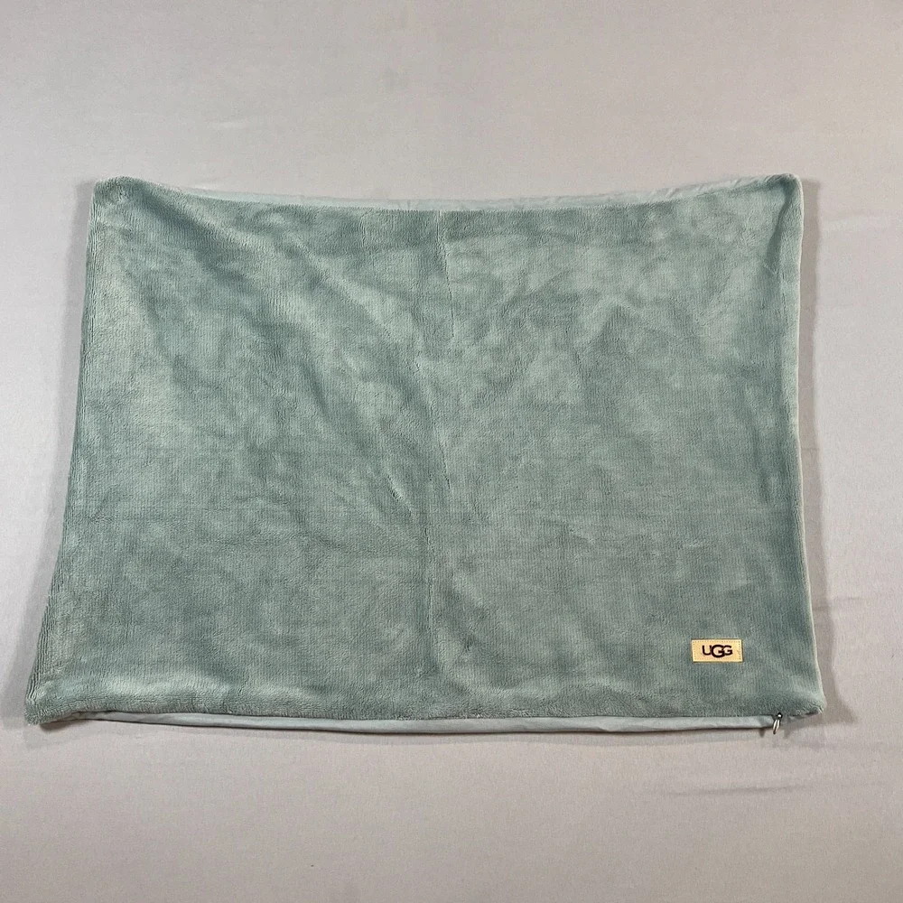 UGG Standard Pillow Sham Sage Green Plush Velour Zipper Soft Cozy Bedding Home